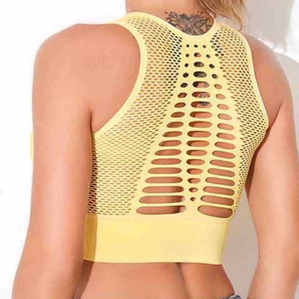 Flamingo solid hollow out detail sports bra XL